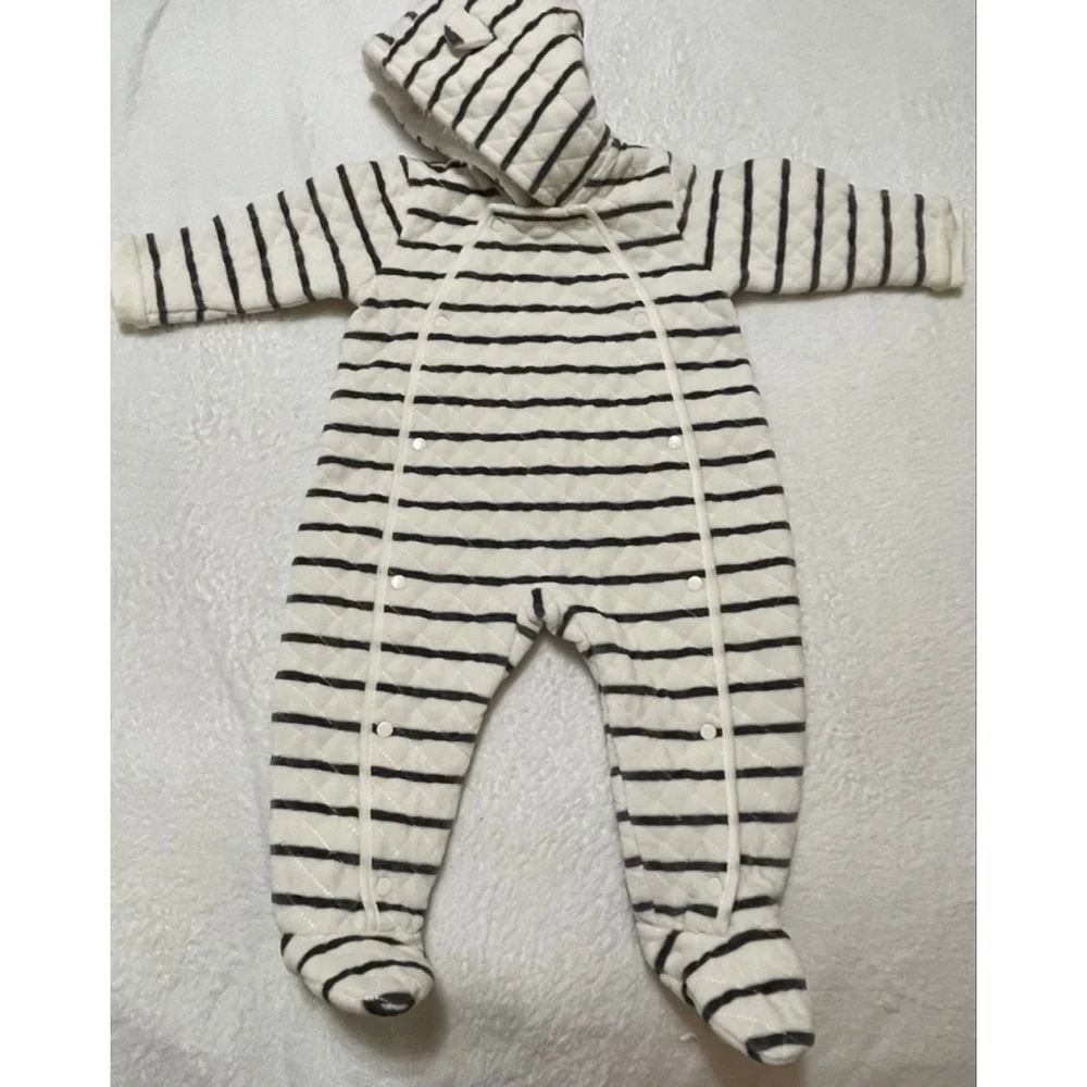 Baby Nordstrom Striped Quilted Footie winter coverup bunting 9 Months Warm